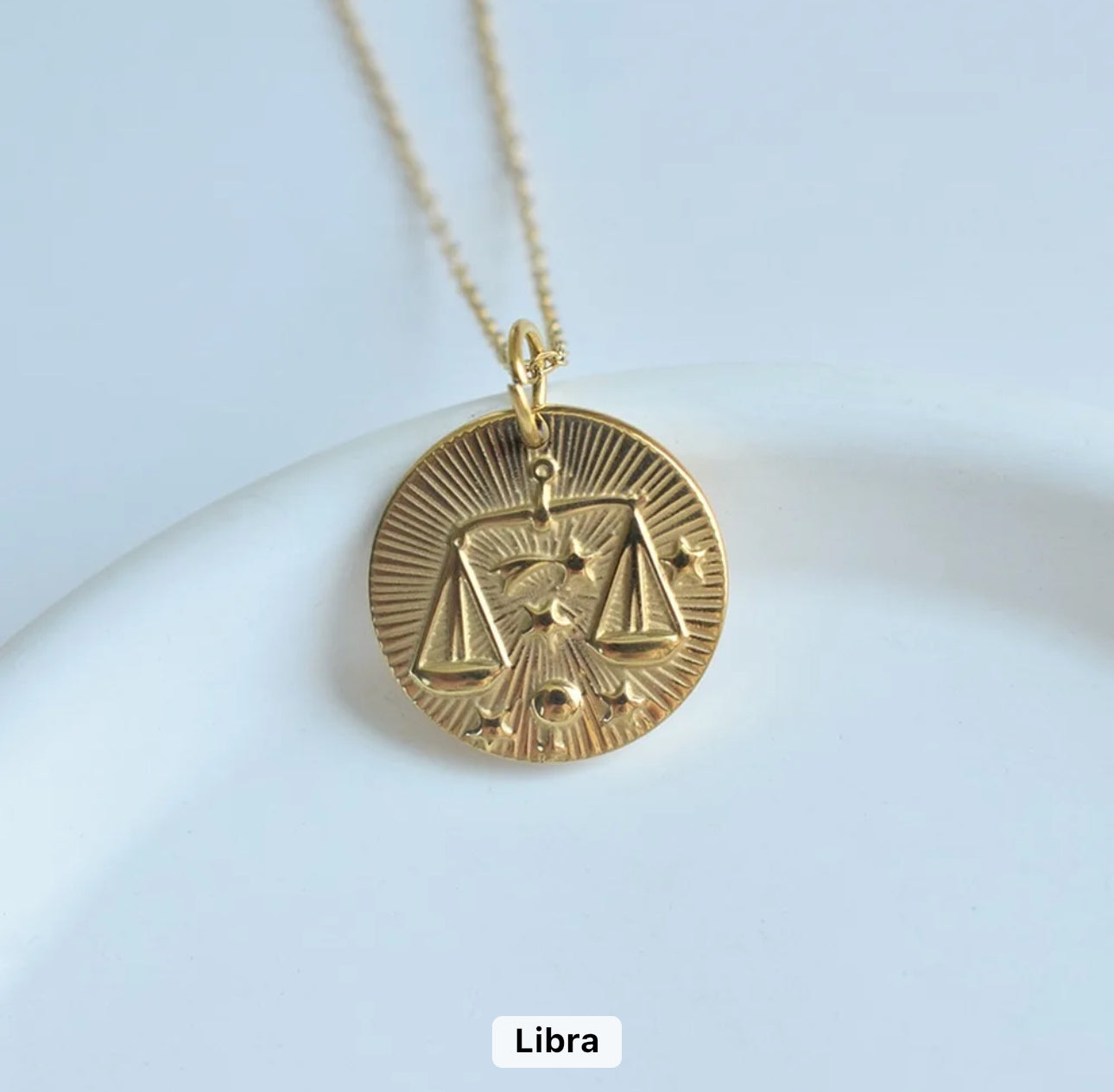 Gold Zodiac Medallion Necklace (Stainless Steel)