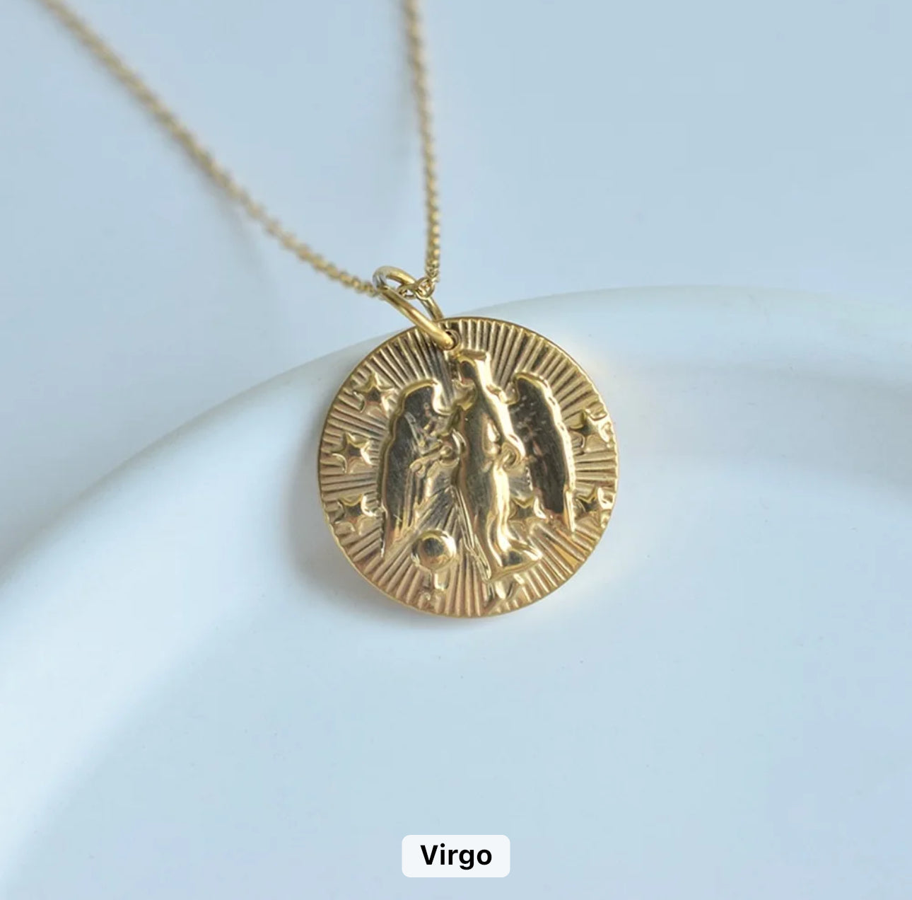 Gold Zodiac Medallion Necklace (Stainless Steel)