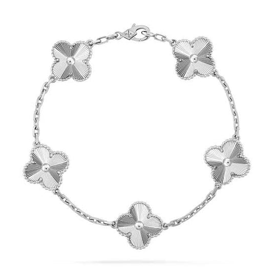 Full Silver Vintage Clover Bracelet (925, Heavyweight)