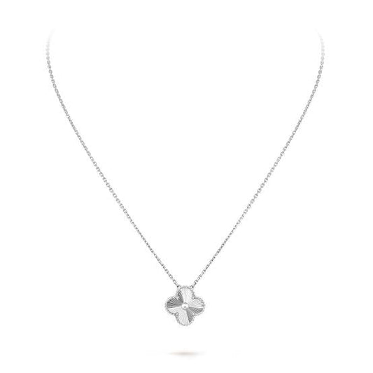 Full Silver Floating Clover Laser Cut Necklace (925)