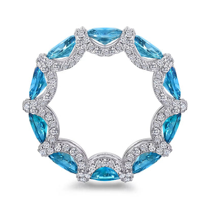 Oval NSCD Blue Luxury Eternity Ring (925, Vermeil)