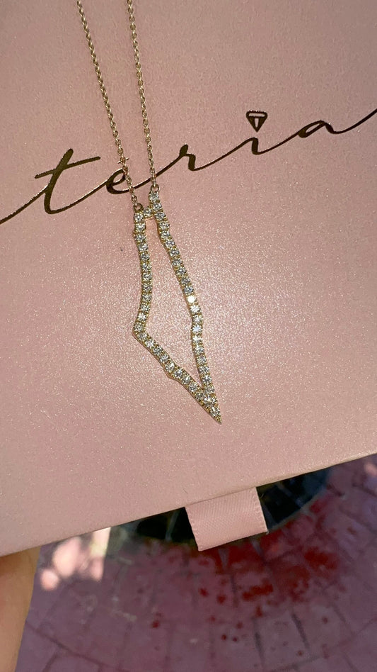 14k Solid Gold Lab Diamond 35mm Map Necklace