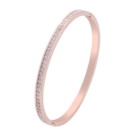 Rose Gold Channel Tennis Bangle
