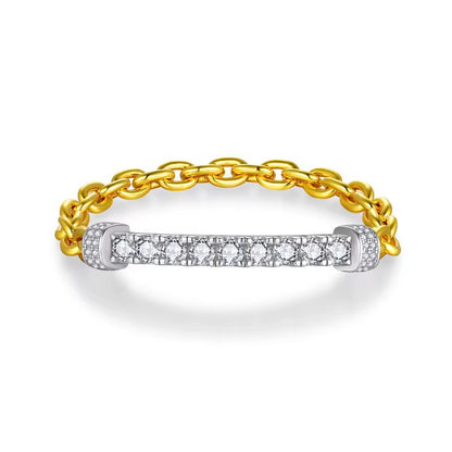 Billion Dollar Babe Two Tone Moissanite Tennis Bar Bracelet (18k Vermeil)