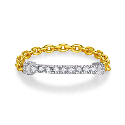 Billion Dollar Babe Two Tone Moissanite Tennis Bar Bracelet (18k Vermeil)