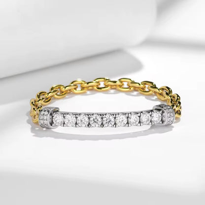 Billion Dollar Babe Two Tone Moissanite Tennis Bar Bracelet (18k Vermeil)