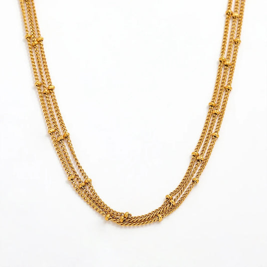 Triple Layer Bead Ball Necklace