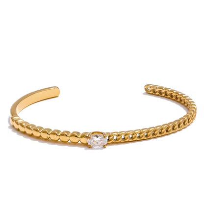 Oval Cubic Beaded Cuban Cuff (Gold/Silver)