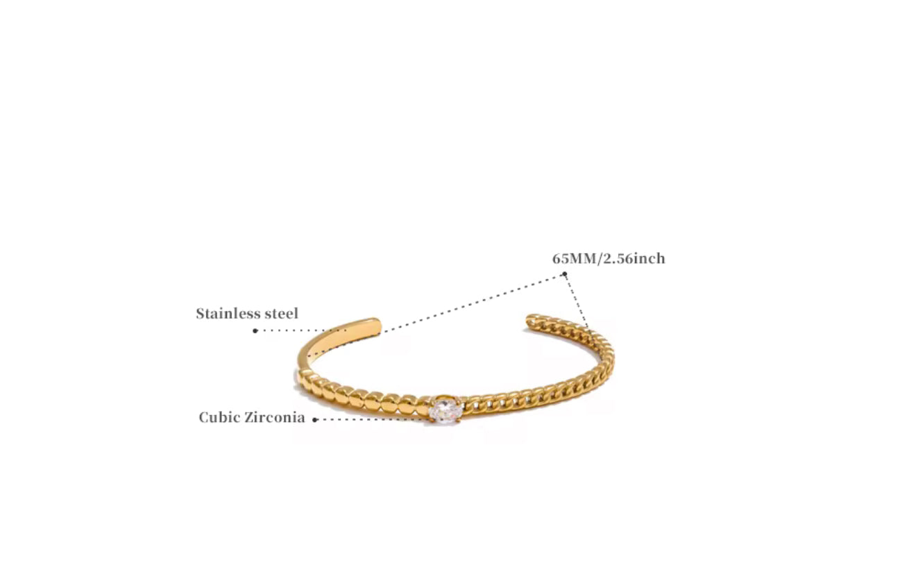 Oval Cubic Beaded Cuban Cuff (Gold/Silver)