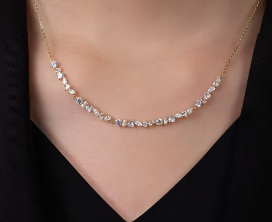 Gold Luxe NSCD Six Mix Tennis Necklace (925, Vermeil)