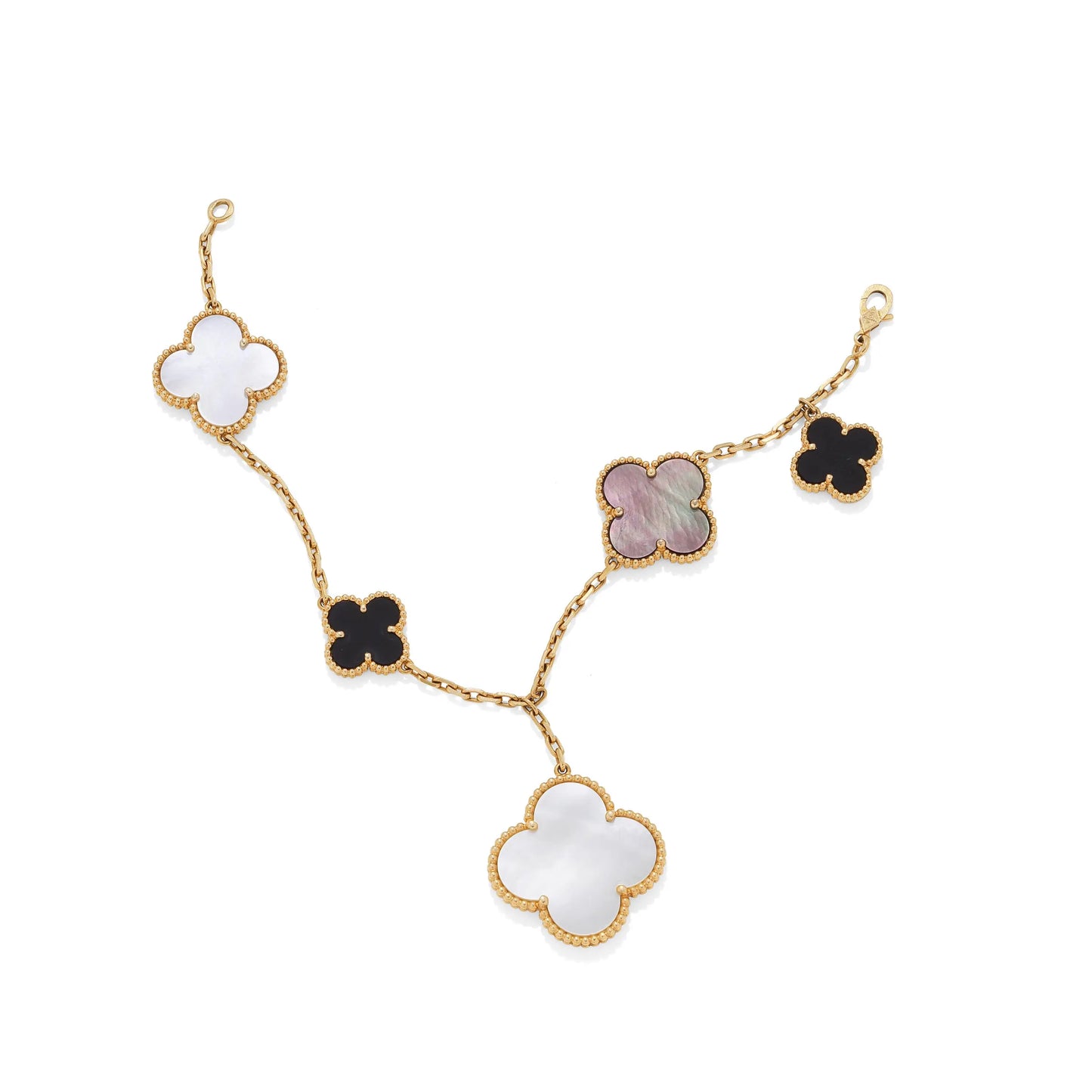 Rose Gold & Multi Colour Glam Drop Clover Bracelet (925, Vermeil)