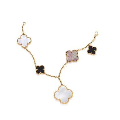 Rose Gold & Multi Colour Glam Drop Clover Bracelet (925, Vermeil)
