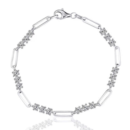 Silver Moissanite Paperclip Luxe Necklace 7TCW & Bracelet (925,Vermeil)