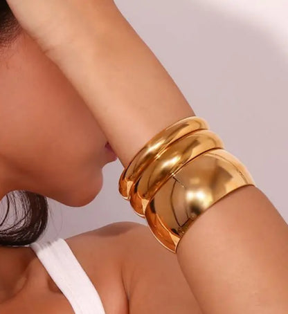 Gold Cleopatra Dome Bangles ( Stainless Steel)