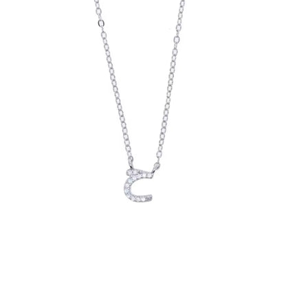 Cutesy Pave Arabic Initial Cubic Necklace (925)
