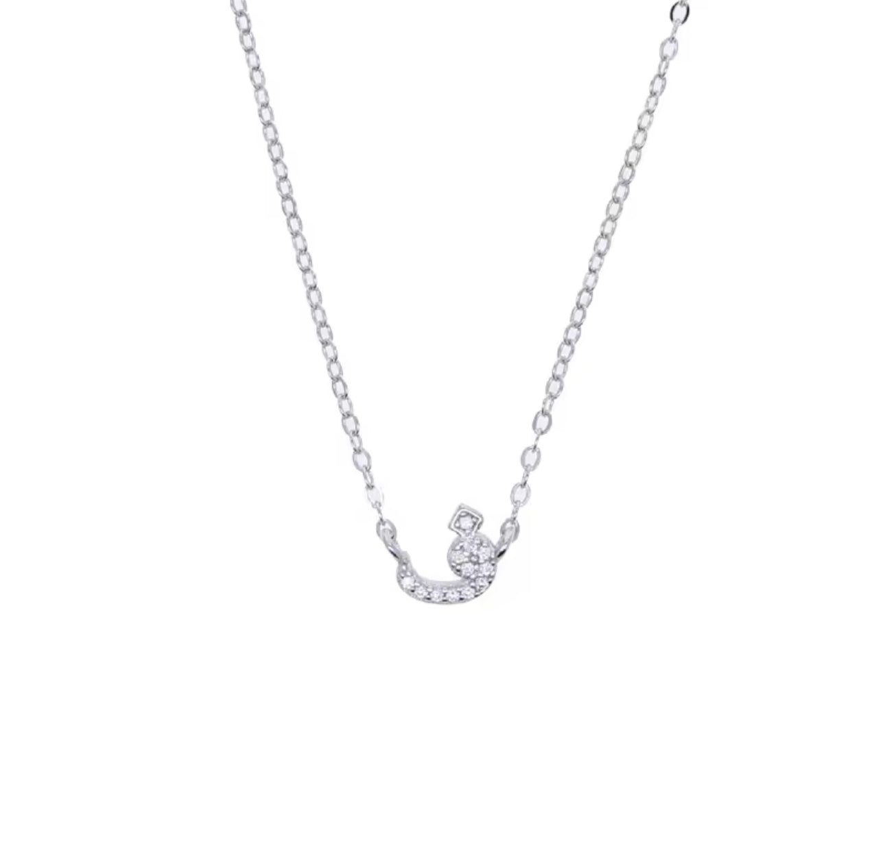 Cutesy Pave Arabic Initial Cubic Necklace (925)