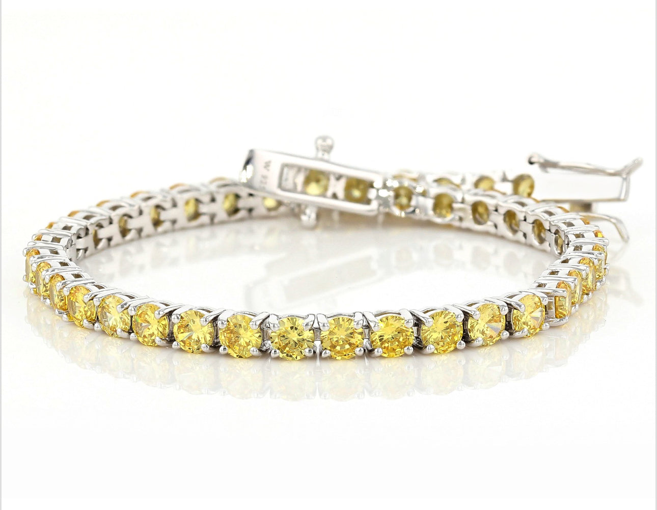 Silver & Yellow 3mm Moissanite Tennis Bracelet (925, Vermeil)