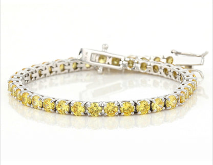Silver & Yellow 3mm Moissanite Tennis Bracelet (925, Vermeil)