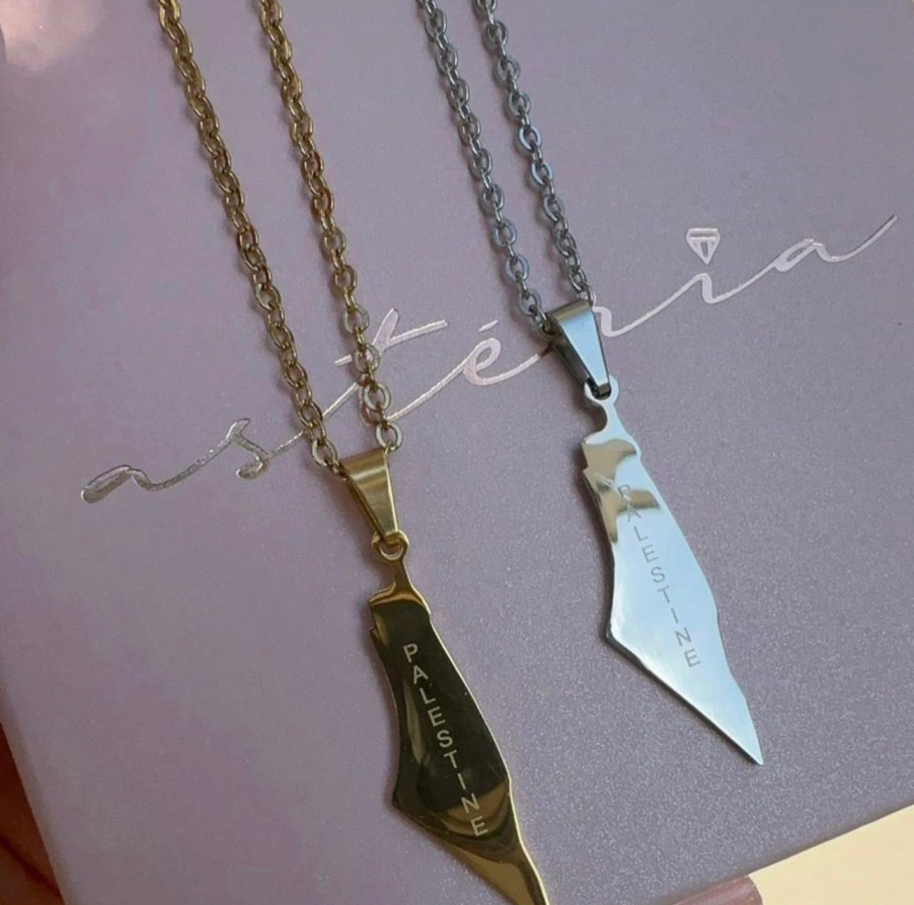 Gold Palestine Engraved Necklace (50cm)
