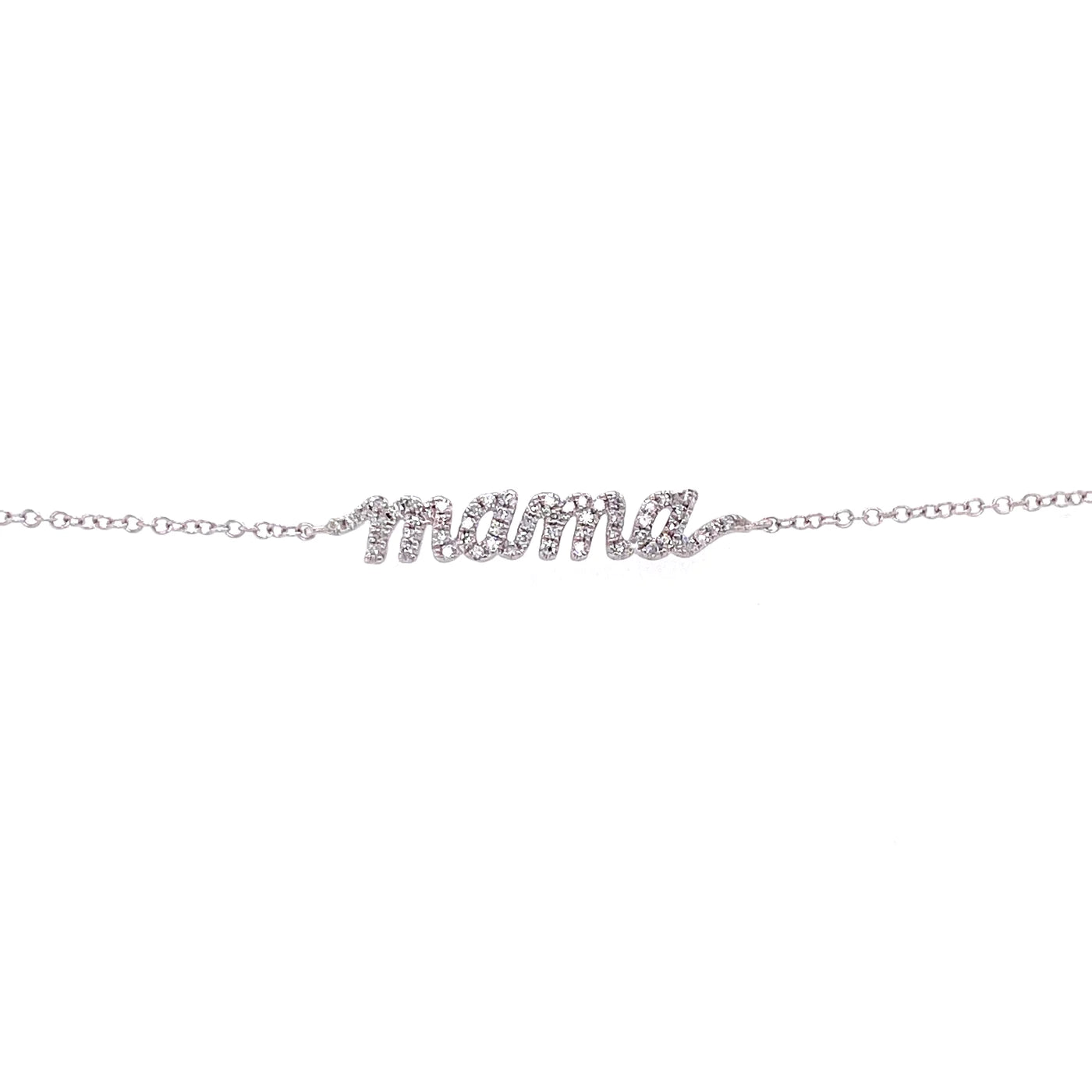 Silver NSCD Mama Script Bracelet (925, Platinum Vermeil)
