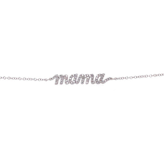 Silver NSCD Mama Script Bracelet (925, Platinum Vermeil)