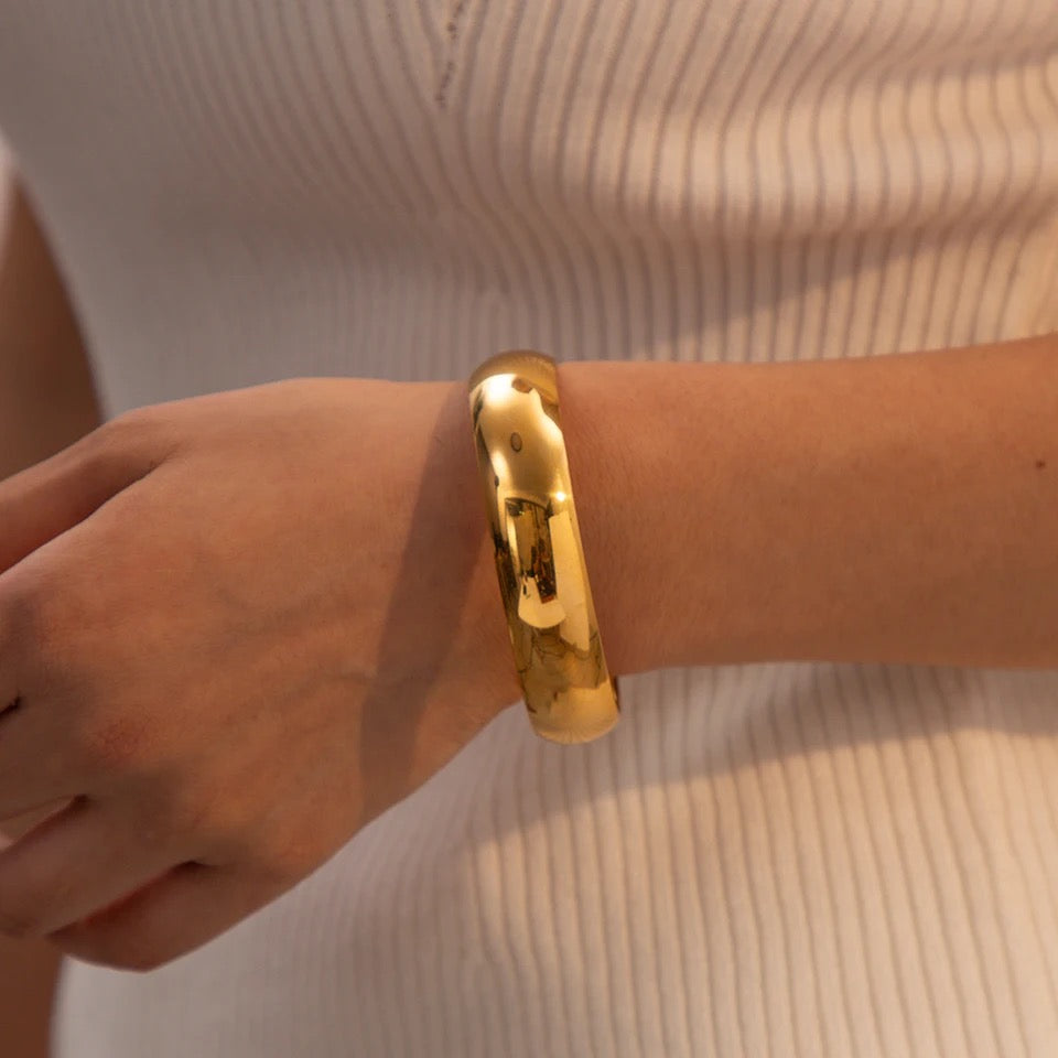 Gold Cleopatra Dome Bangles ( Stainless Steel)