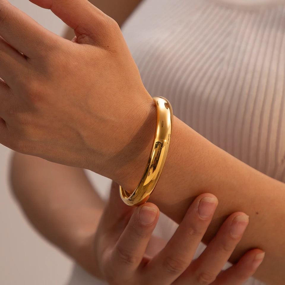 Gold Cleopatra Dome Bangles ( Stainless Steel)