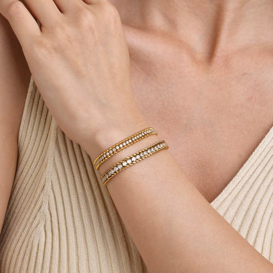 Gold Cuban Link Sparkle Edge Bracelet
