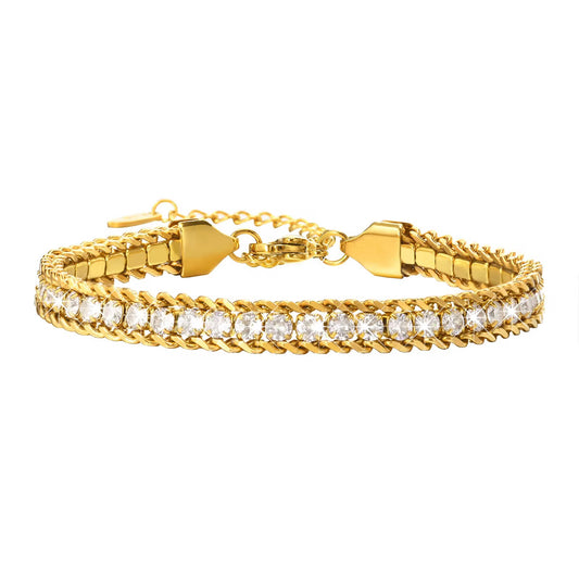 Gold Cuban Link Sparkle Edge Bracelet