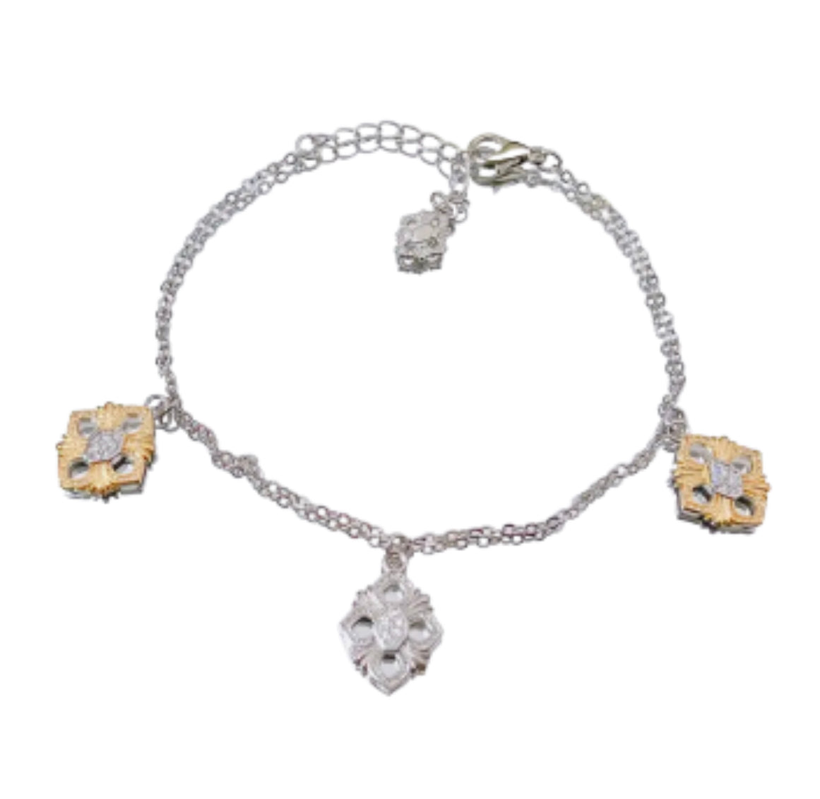 Gold & Silver Fleur Charm Bracelet