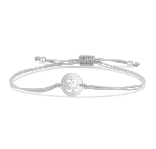 Grey & Silver Circular Aum String Bracelet