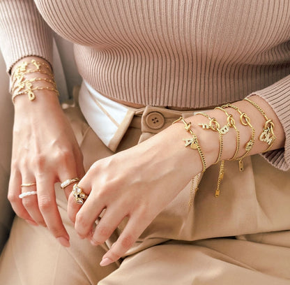 Gold Infinity Knot Initial Bracelet & Necklace  (S.Steel)