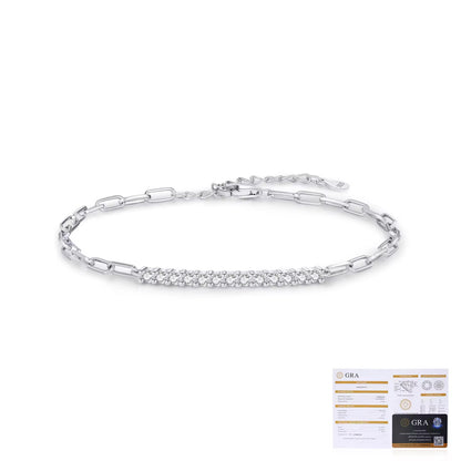 Silver Paperclip Tennis Bar Moissanite Bracelet (925, Vermeil)