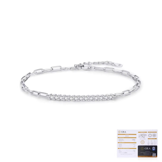 Silver Paperclip Tennis Bar Moissanite Bracelet (925, Vermeil)