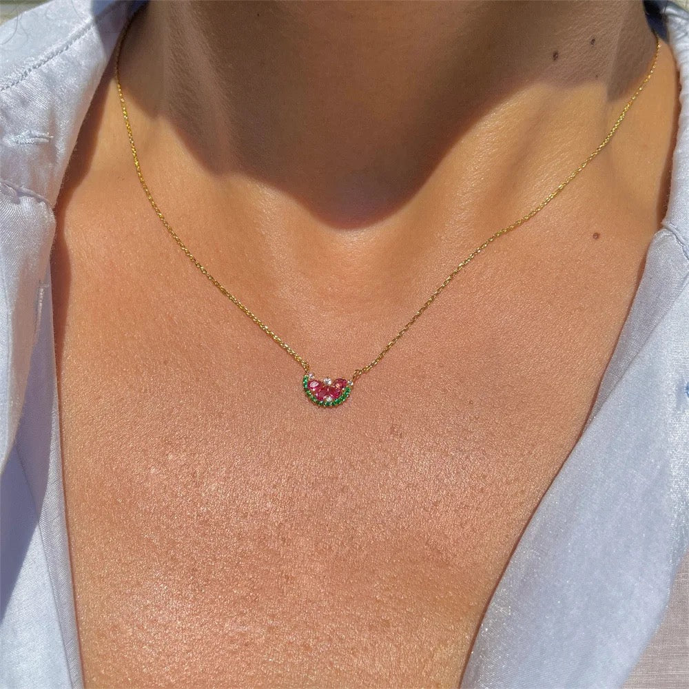 Watermelon Sparkle Set (Necklace & Earring)