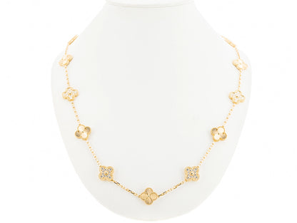 Gold Vintage Clover Pave Necklace (45cm, 925)