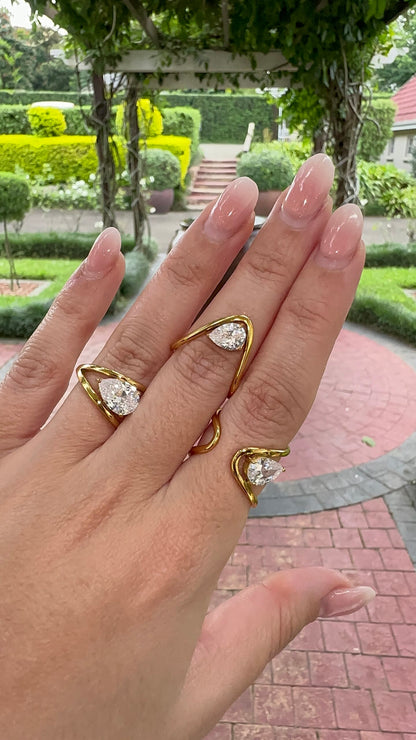 Gold Abstract Pear Slip On Ring