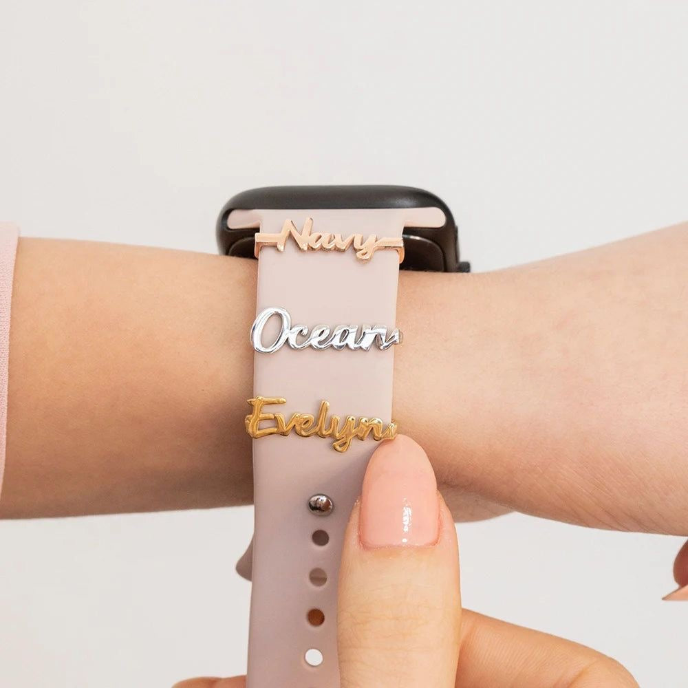 Personalised Nameplate Apple Watch Clip (Gold, Silver, Rose)