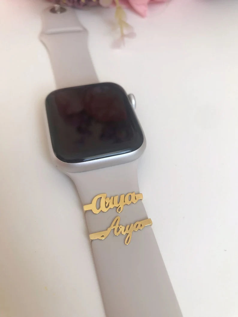 Personalised Nameplate Apple Watch Clip (Gold, Silver, Rose)
