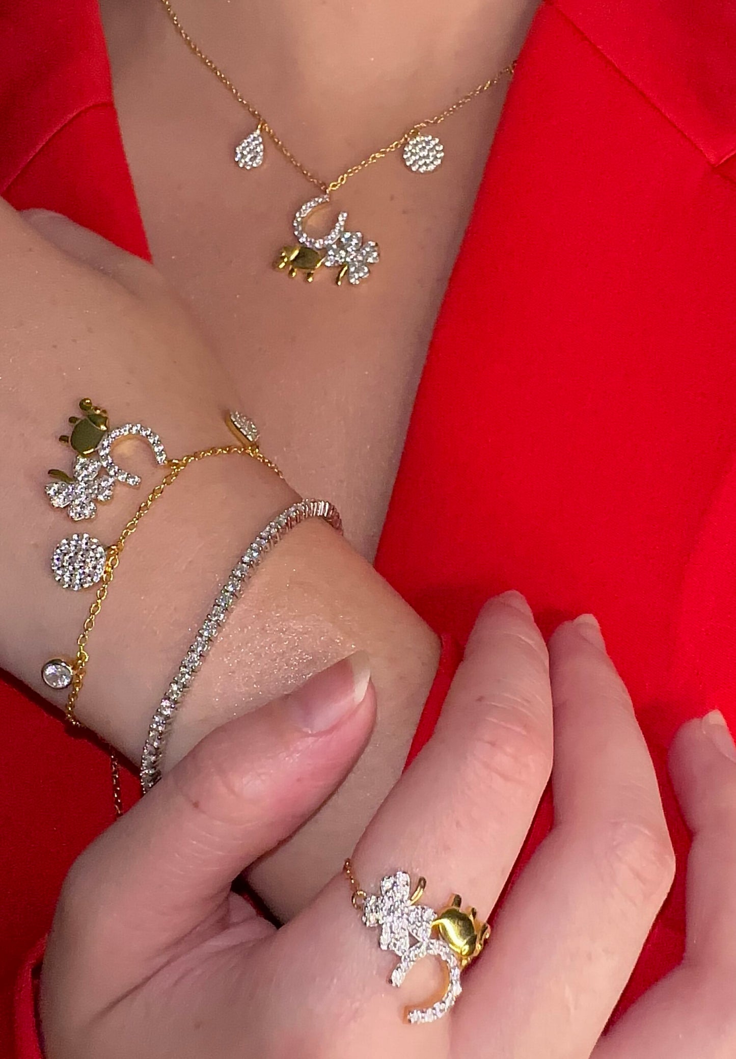 Designer Gold Love, Luck & Abundance NSCD Charm Set (925,18k Vermeil)