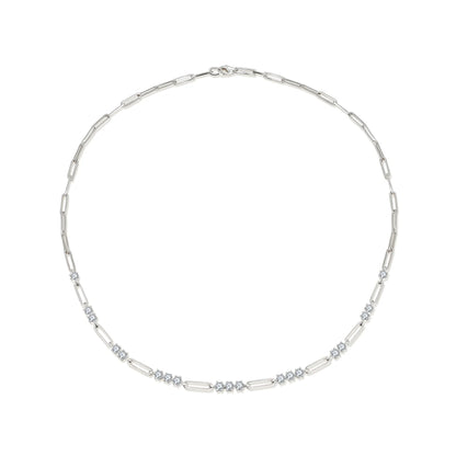 Silver Moissanite Paperclip Luxe Necklace 7TCW & Bracelet (925,Vermeil)