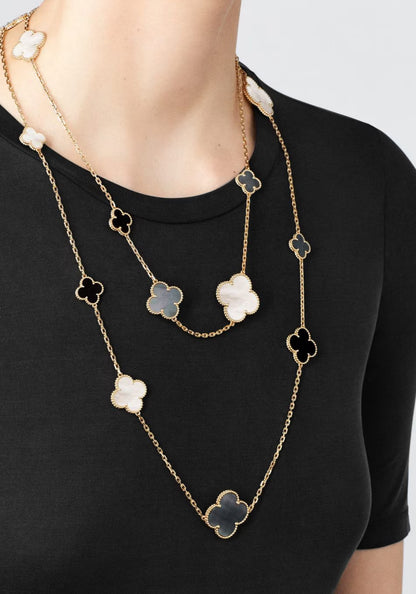 Gold & Multi Pearl & Agate Long Necklace (925, Vermeil)