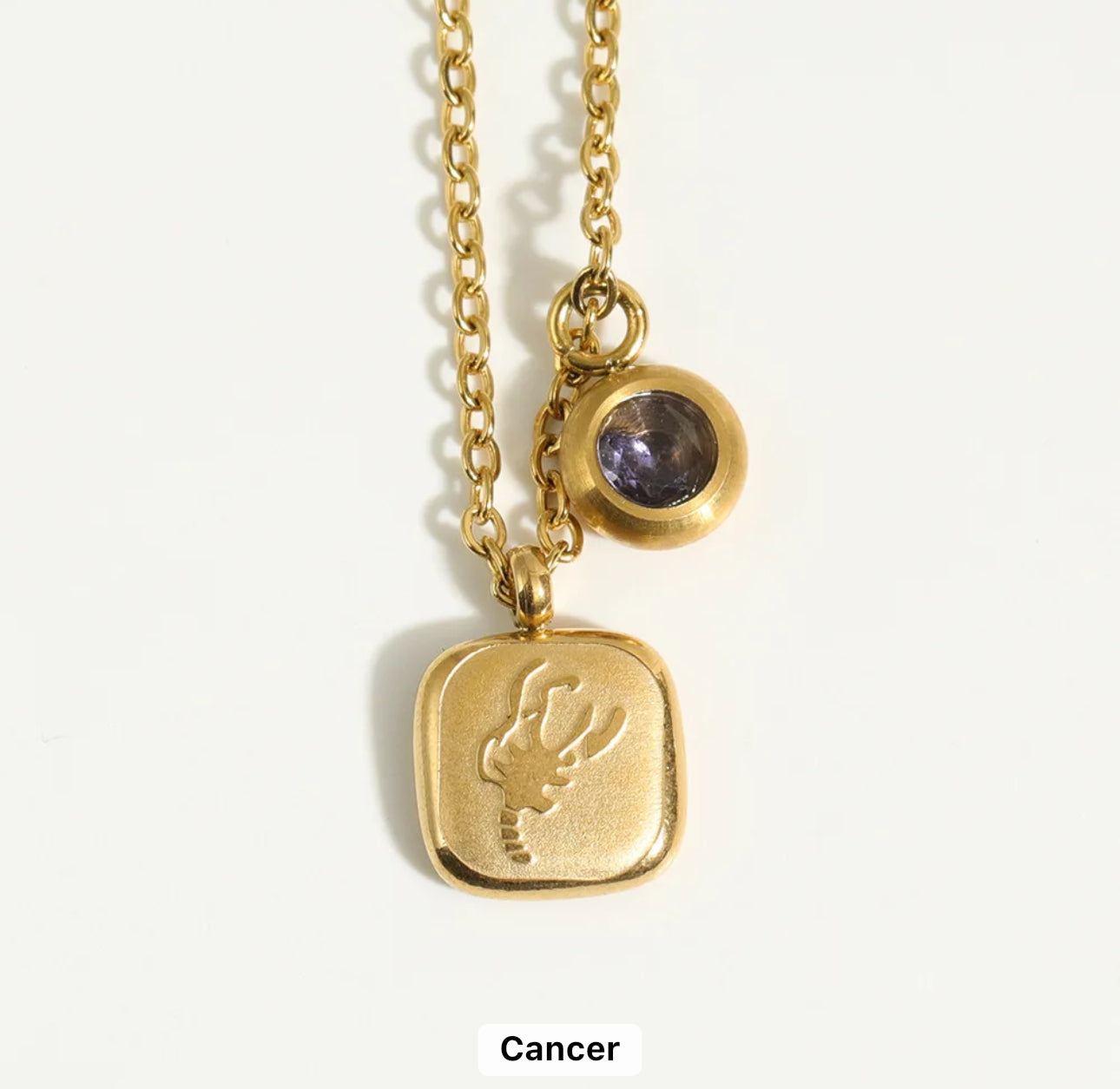 Embossed Cube Zodiac Birthstone Necklace