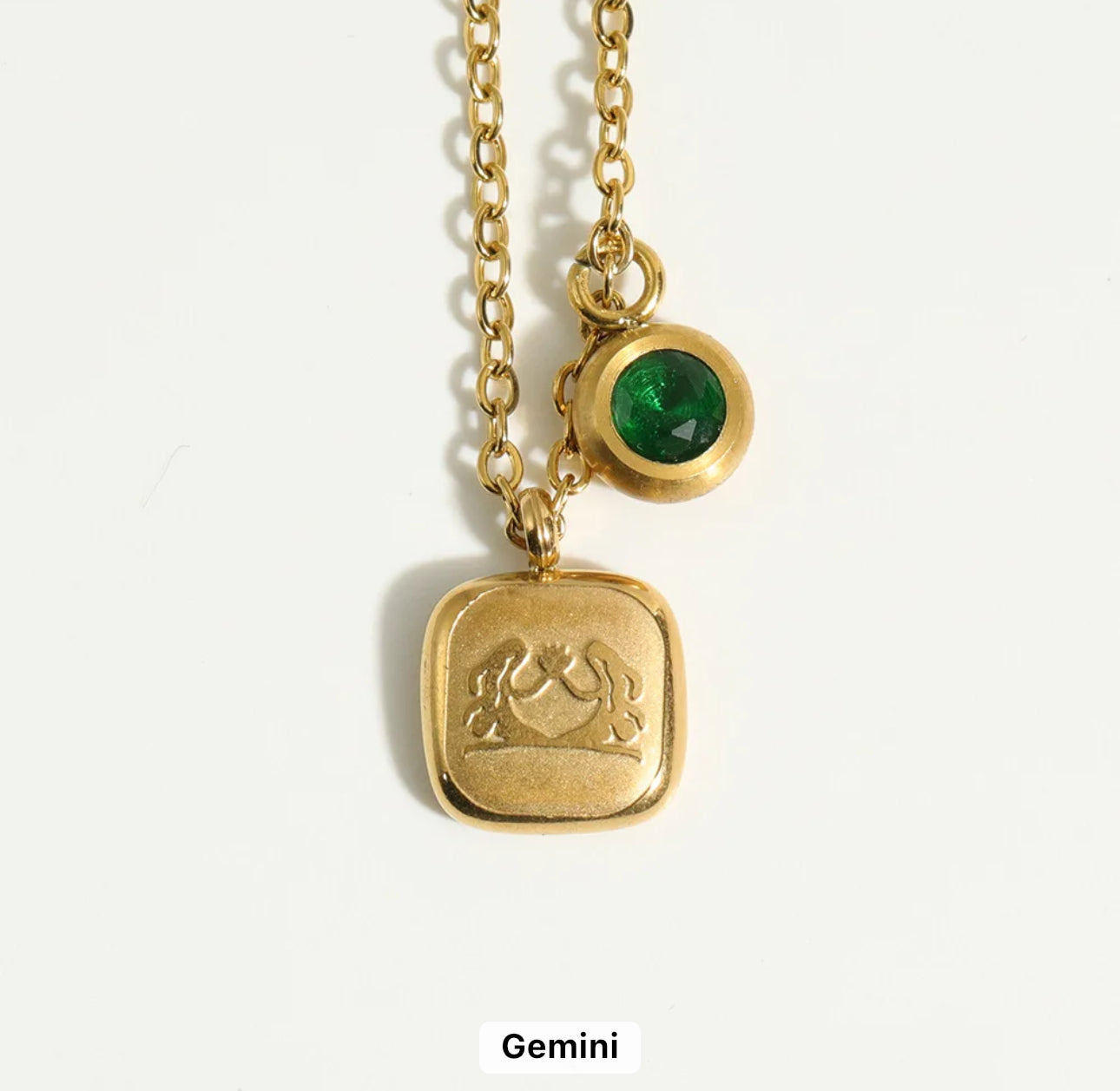 Embossed Cube Zodiac Birthstone Necklace