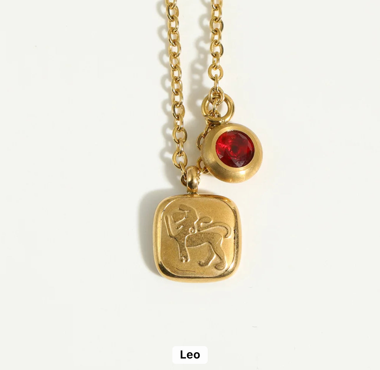 Embossed Cube Zodiac Birthstone Necklace