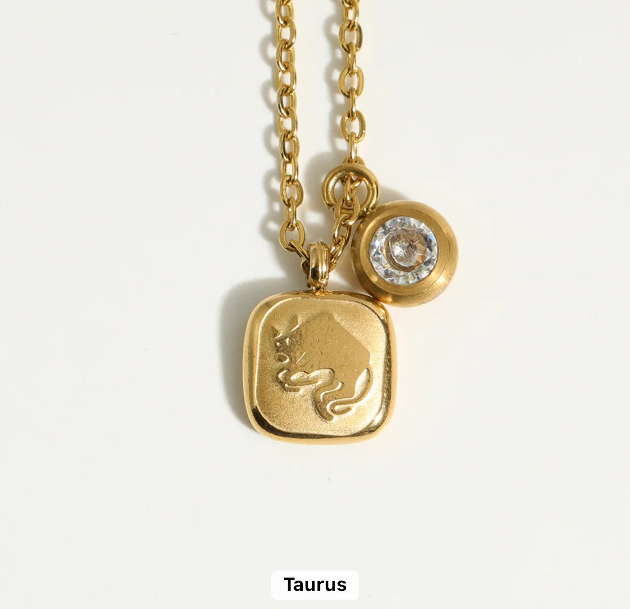 Embossed Cube Zodiac Birthstone Necklace