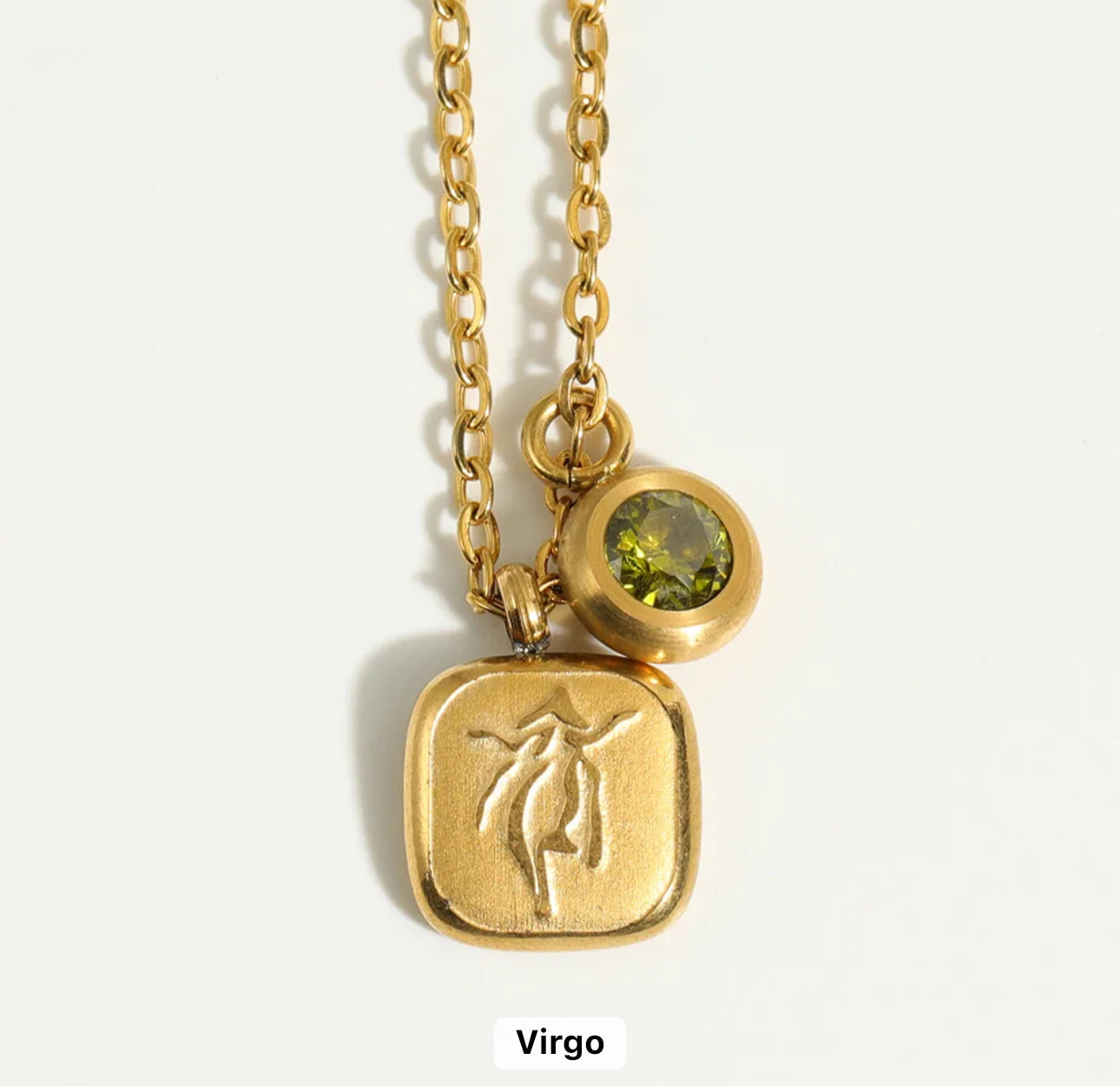 Embossed Cube Zodiac Birthstone Necklace