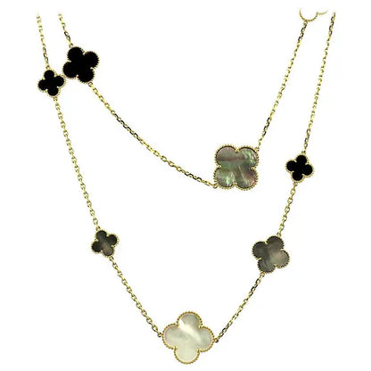 Gold & Multi Pearl & Agate Long Necklace (925, Vermeil)