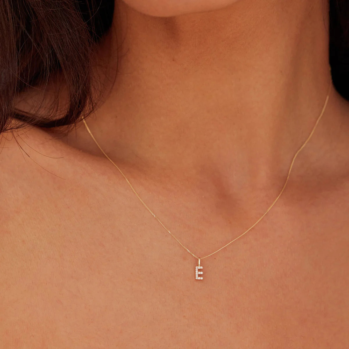 Gold Cutesy Initial Cubic Dangle Necklace (925)