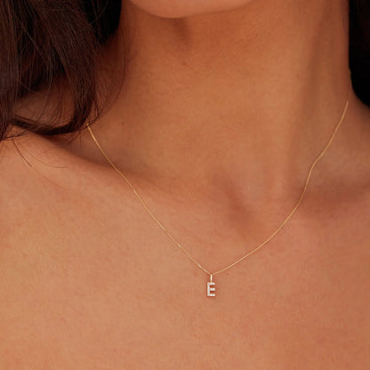 Gold Cutesy Initial Cubic Dangle Necklace (925)